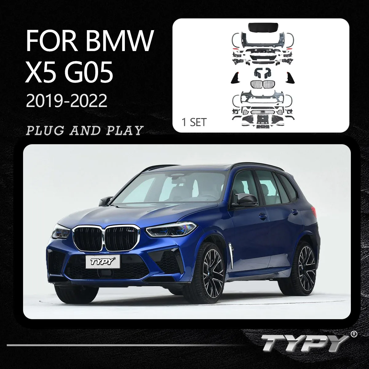 

Комплекты корпусов TYPY для BMW X5 G05, модифицированные КОМПЛЕКТЫ КУЗОВОВ X5M, передние и задние бамперы Dnd, дизайн 1:1, автомобильные аксессуары