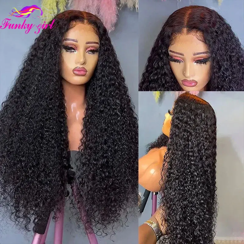 Kinky Curly Lace Front Wig 13X6 Curly Human Hair Wig For Women Brazilian Deep Water Human Hair Wigs 180% Density Curly Lace Wig