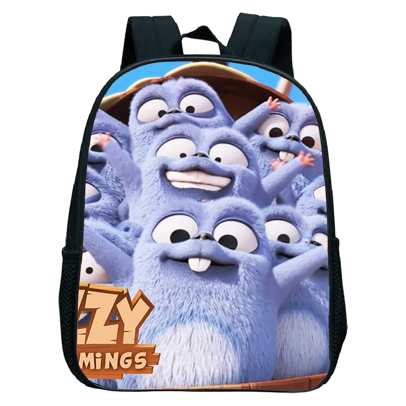 Mochila impermeável para meninos e meninas, Grizzy e Lemmings Print Mochilas para crianças do jardim de infância, sacolas escolares dos desenhos animados, bolsa de anime, nova