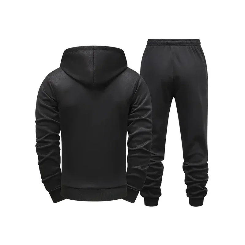 Men's Zipper Hoodie Set, Sports Fitness Two-Piece Tracksuit, Autumn Winter Training Wear, Fashion Outdoor Cycling & Jogging Outf
