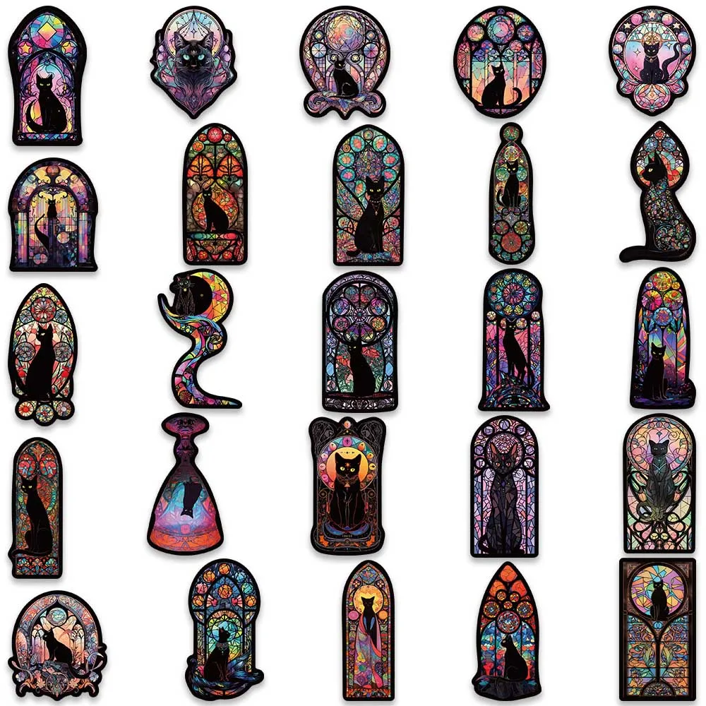 50pcs Gothic Cartoon Aesthetic Black Cats Stickers For Laptop Phone Luggage Guitar Bike Car Waterproof Graffiti Vinyl Decals