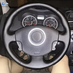 Braids on Car Steering Wheel For Renault Megane 2 2003-2008 Kangoo 2008 Scenic 2 2003-2009 Steering Wheel Black Leather Cover