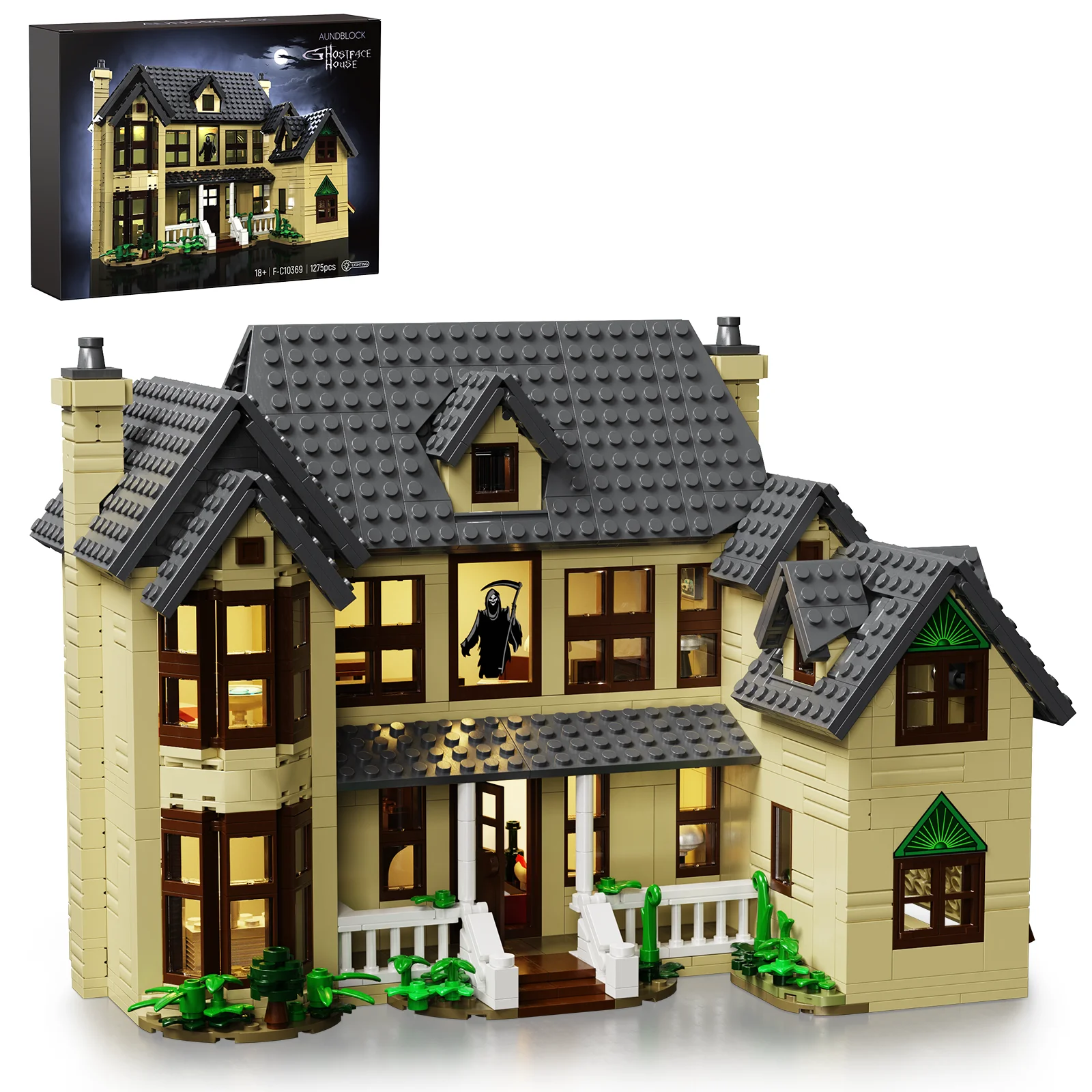 Horror House Building Block Set, Scary Movie Haunted House Model Halloween Decoration Gift for Film Fans Man(1275Pcs)