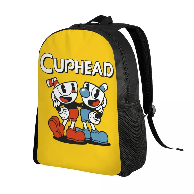 Cuphead Mugman tas punggung untuk pria wanita, tas sekolah kuliah kartun permainan tahan air motif tas buku