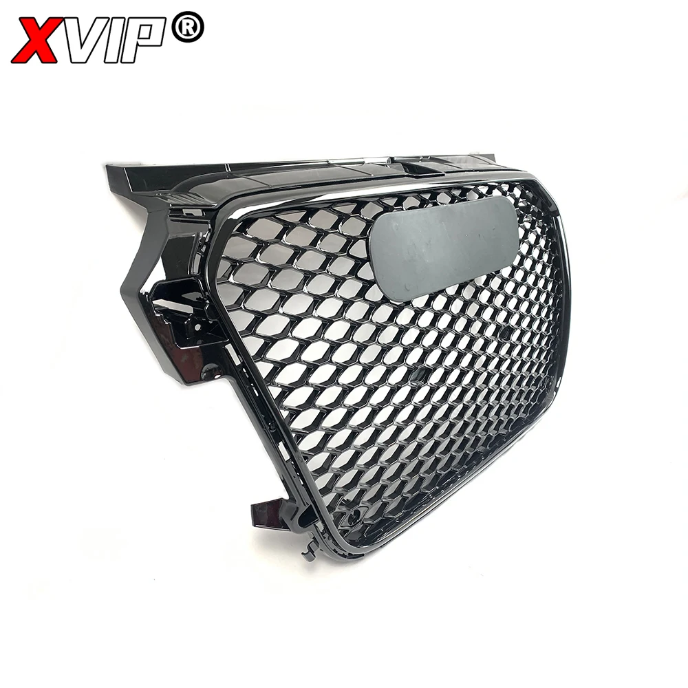 XVIP S1 Style Chrome Frame Front Bumper Grille Fit For Audi A1 8X 2011-2015 Silver Frame+Chrom Ring To RS1 Style Upper Grille