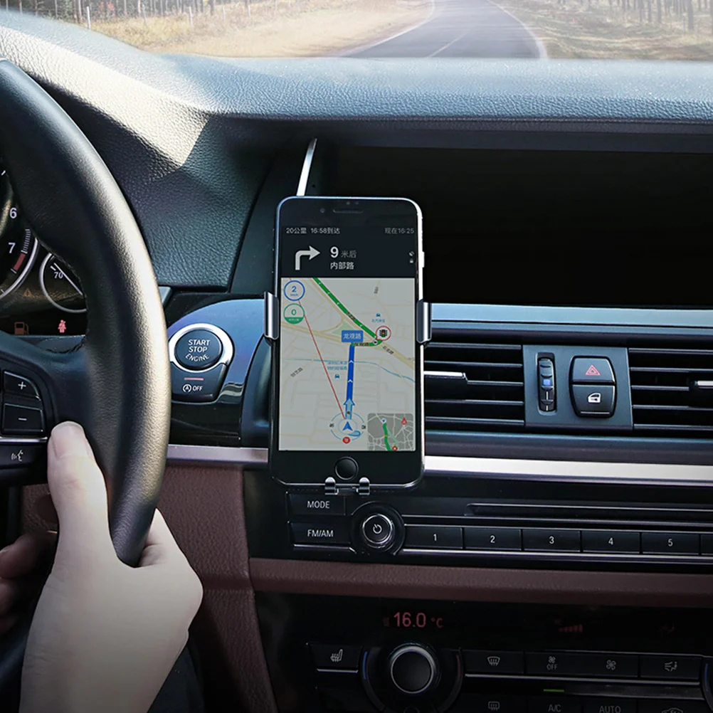 

Car Air Vent Phone Holder Stand Metal Shelf Grey 4-6.2 Inch Mobile Phone Bracket for Car Navigation Charging Safety
