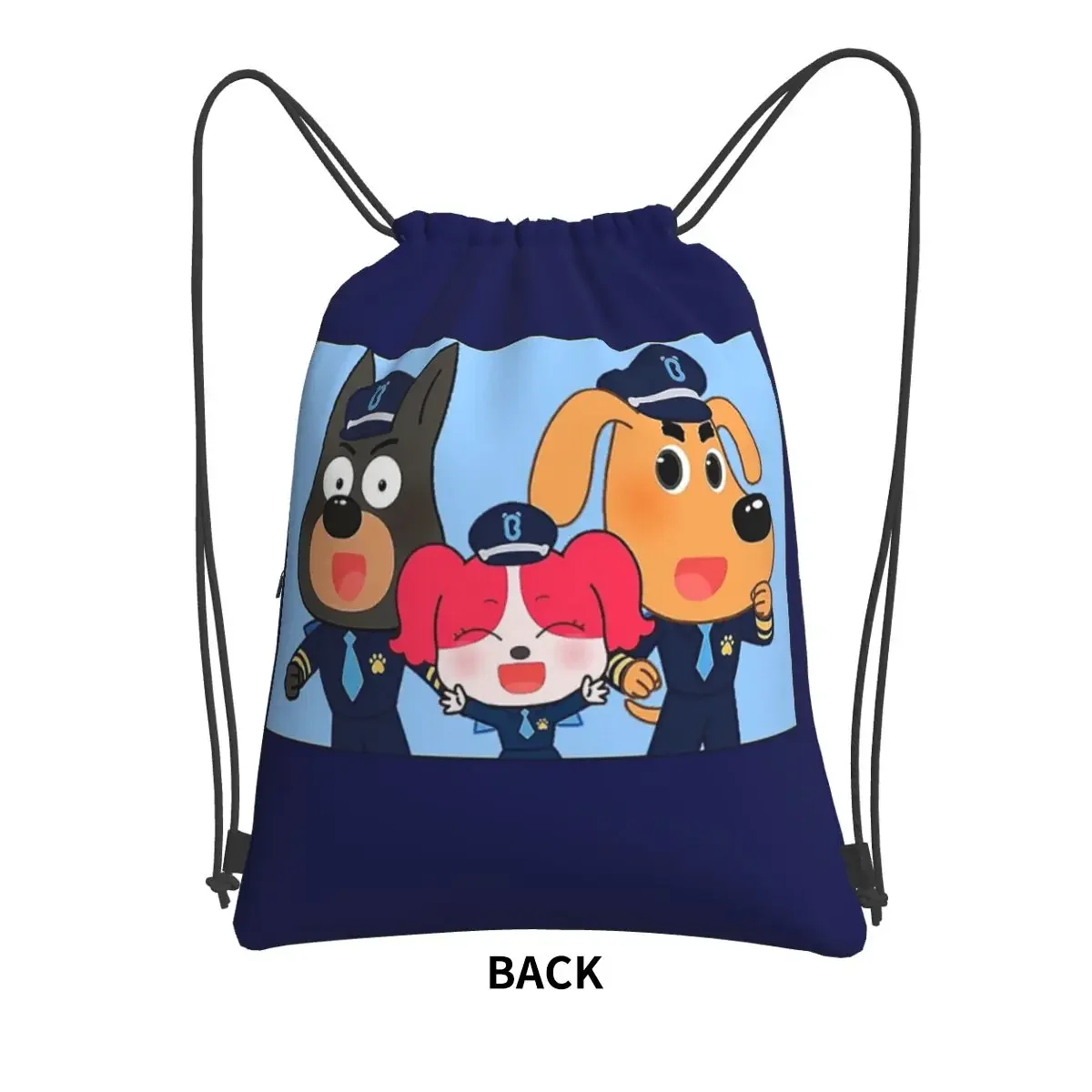 Sheriff Labrador Portable Backpacks Drawstring Bag Casual Drawstring Bundle Pocket Sundries Bags For School Students