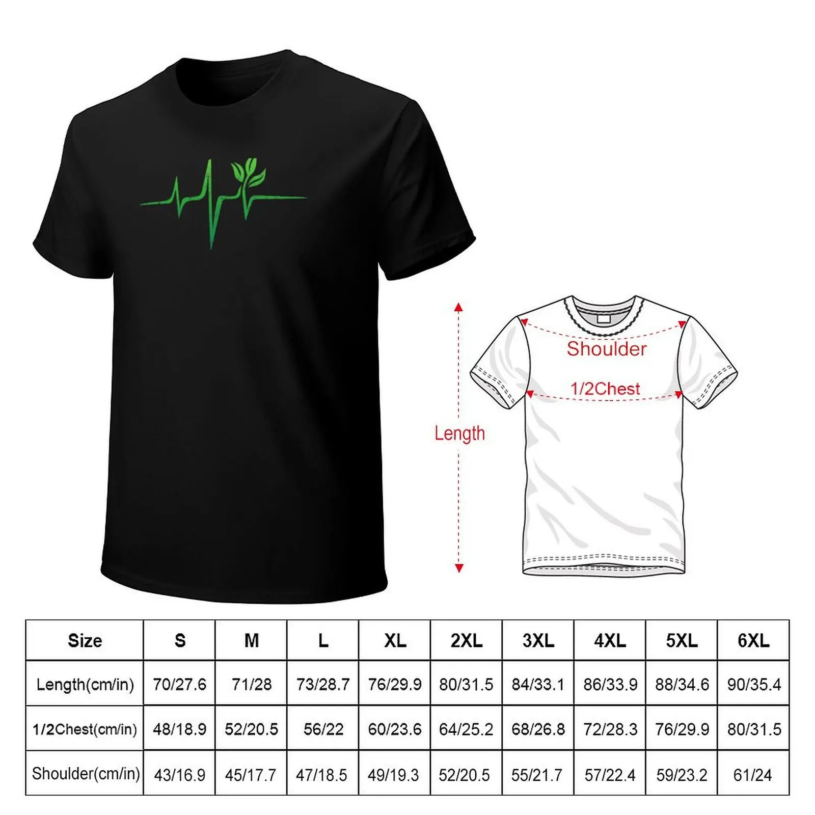 Heartbeat, Pulse Green, Vegan, Frequency, Wave, Earth, Planet T-Shirt Casual Loose Short Sleeve Tee for Men
