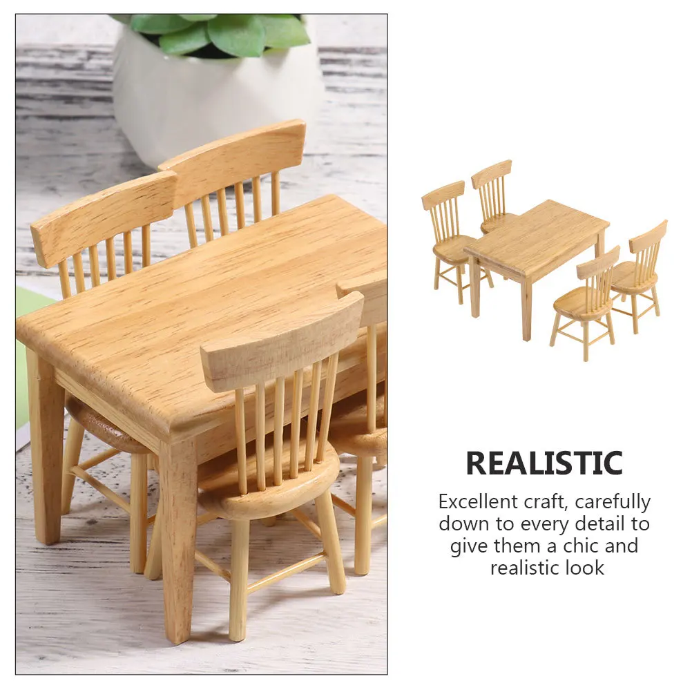 1Set Miniatur-Schreibtisch und Stuhl, Holzmöbel, schickes, realistisches Aussehen, Heimdekoration, Mini-Hauszubehör für Wohnzimmer, Schlafzimmer