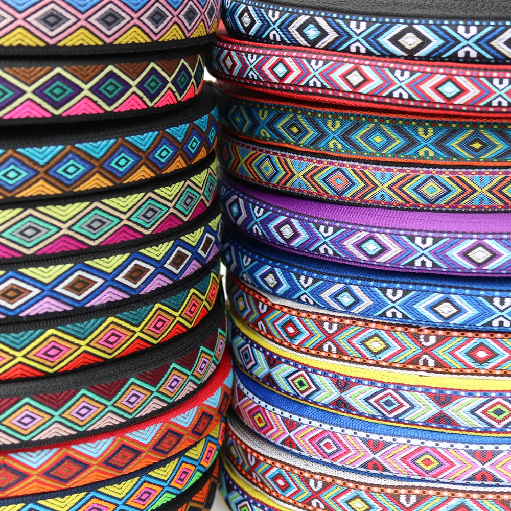 5 Yards 0.78 Inch 20MM 18MM Geometric Styles Woven Jacquard Embroidered Ribbons DIY Apparel Wrapping Trim Sewing Accessories 50Y