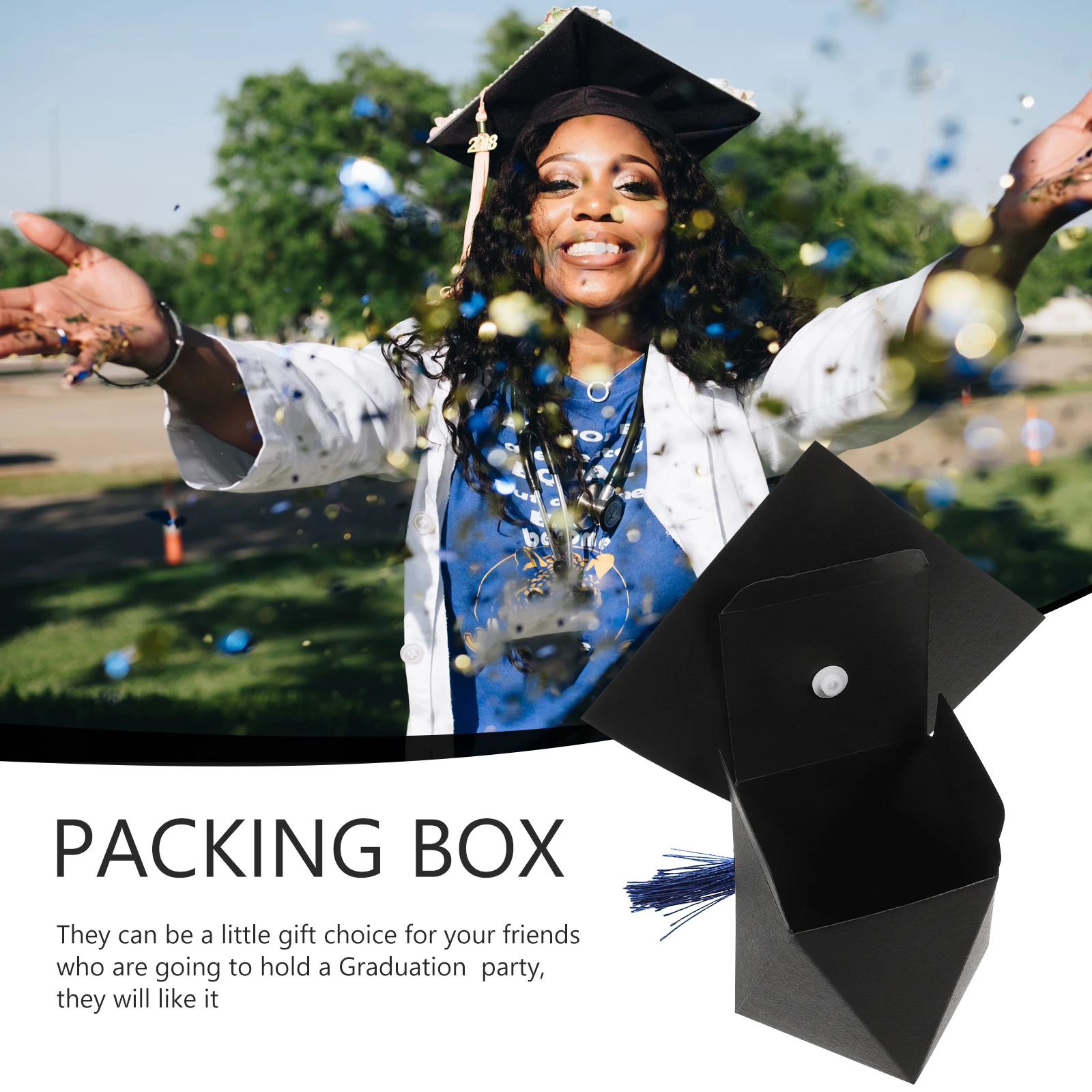 

50pcs Graduation Box Packaging Yellow Tassel Party Supplies Sweets Container Gift Sweets Container Box