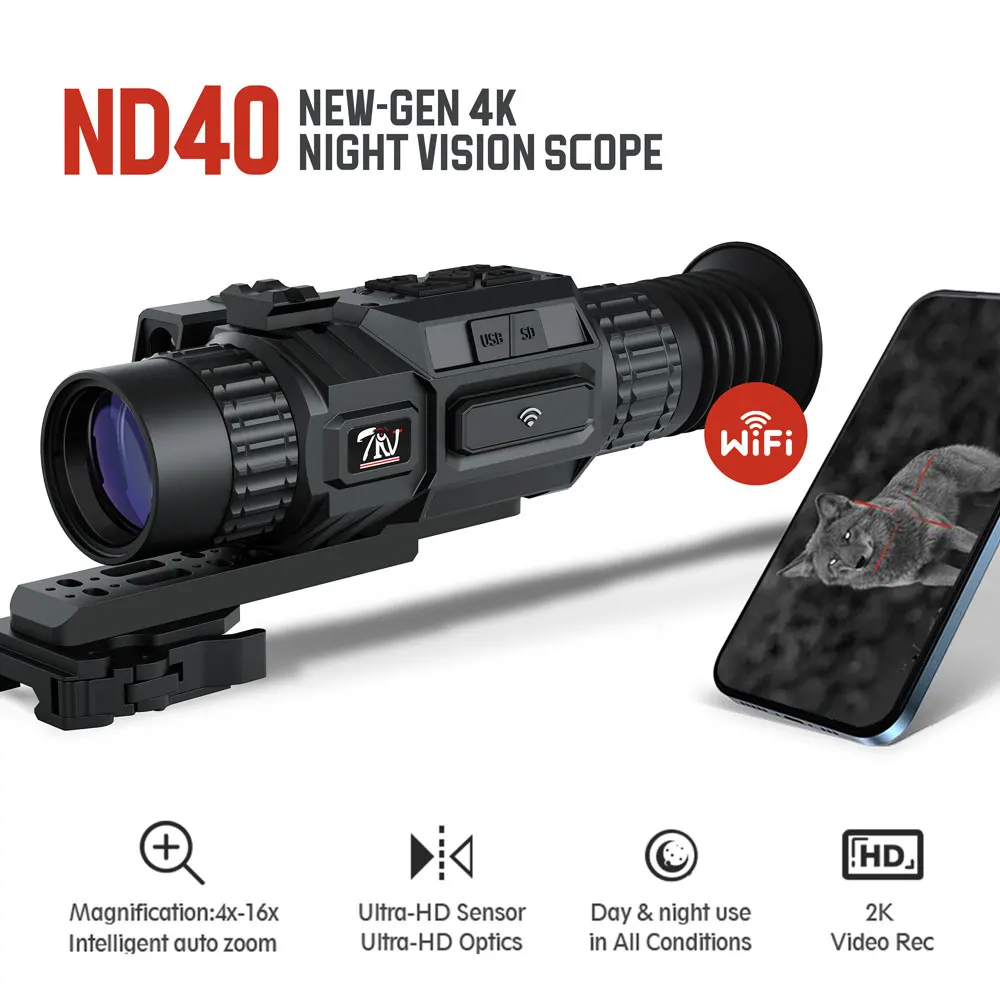 

TRV 4K Hunting Night Vision Scope with LRF PIP Video Rec WIFI Support OEM 4-16X Digital Night Vision Monocular for Hunting Sight