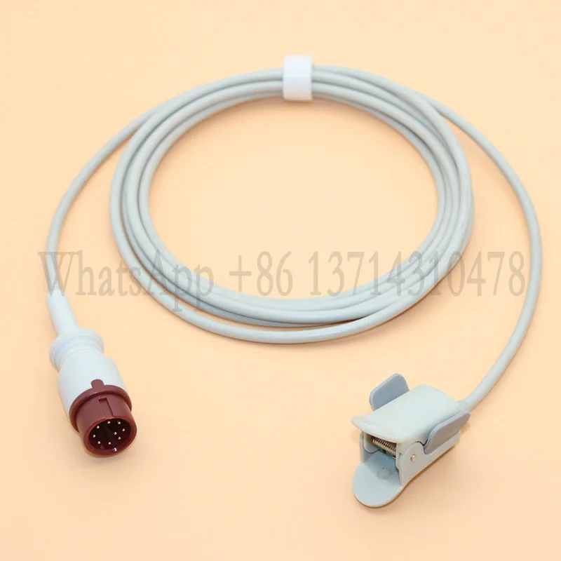 Red 9P Plug 3m of SpO2 Sensor Cable For BLT Biolight S Series/ AnyView M12 Patient Monitor