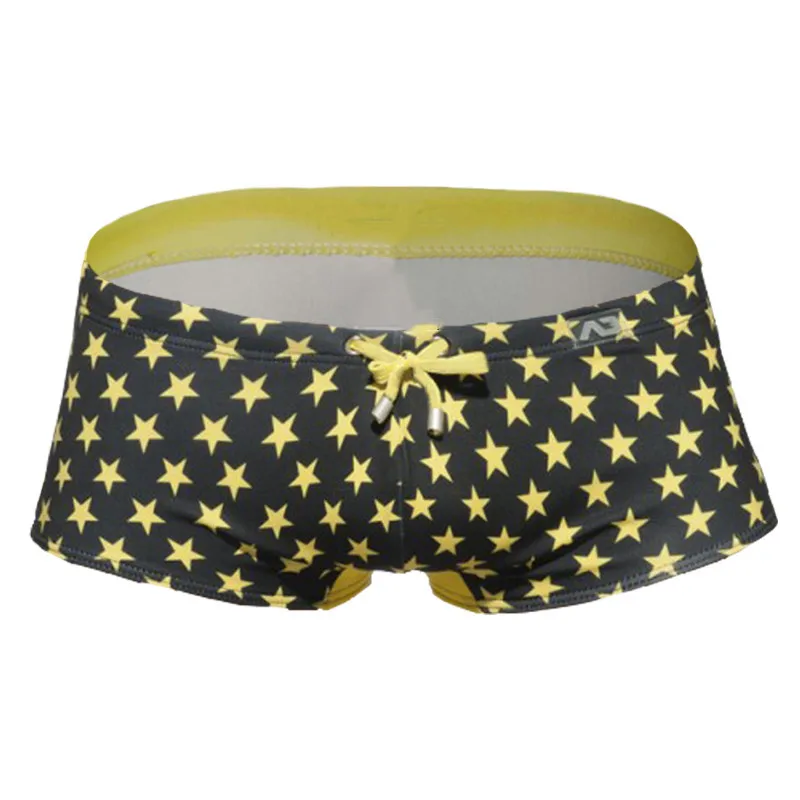 

2025 мужские плавки-боксеры с низкой посадкой, плавки со съемной чашкой, одинаковые по цвету пляжные брюки с принтом ADS159