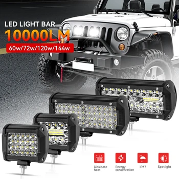 Barra de luz LED para coche/luz de trabajo, Combo de inundación para punto todoterreno, barra LED para camión, coche, SUV, 4x4, barco, ATV, Barra LED, faros de 12V y 24V