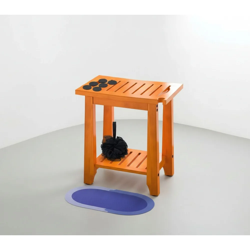 

Waterproof Bamboo Shower Bench with Storage Shelf - 370 lbs Capacity for Spa, Bathroom & Outdoor Use