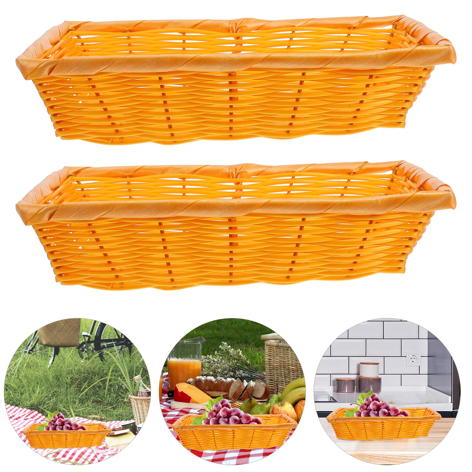 

Plastic Basket Large Capacity Bread Baskets Woven Dried Vegetables Safe Material Multifunctional Kitchen Bedroom Living Room