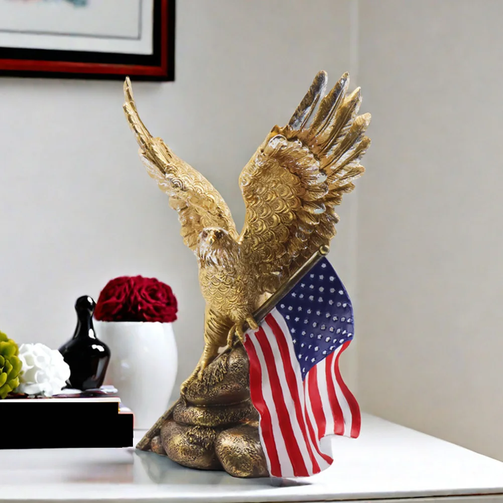 

Eagle Resin Craft Garden Decoration American Flag Statue Desktop Ornament Office Table Decoration Eagle Statue