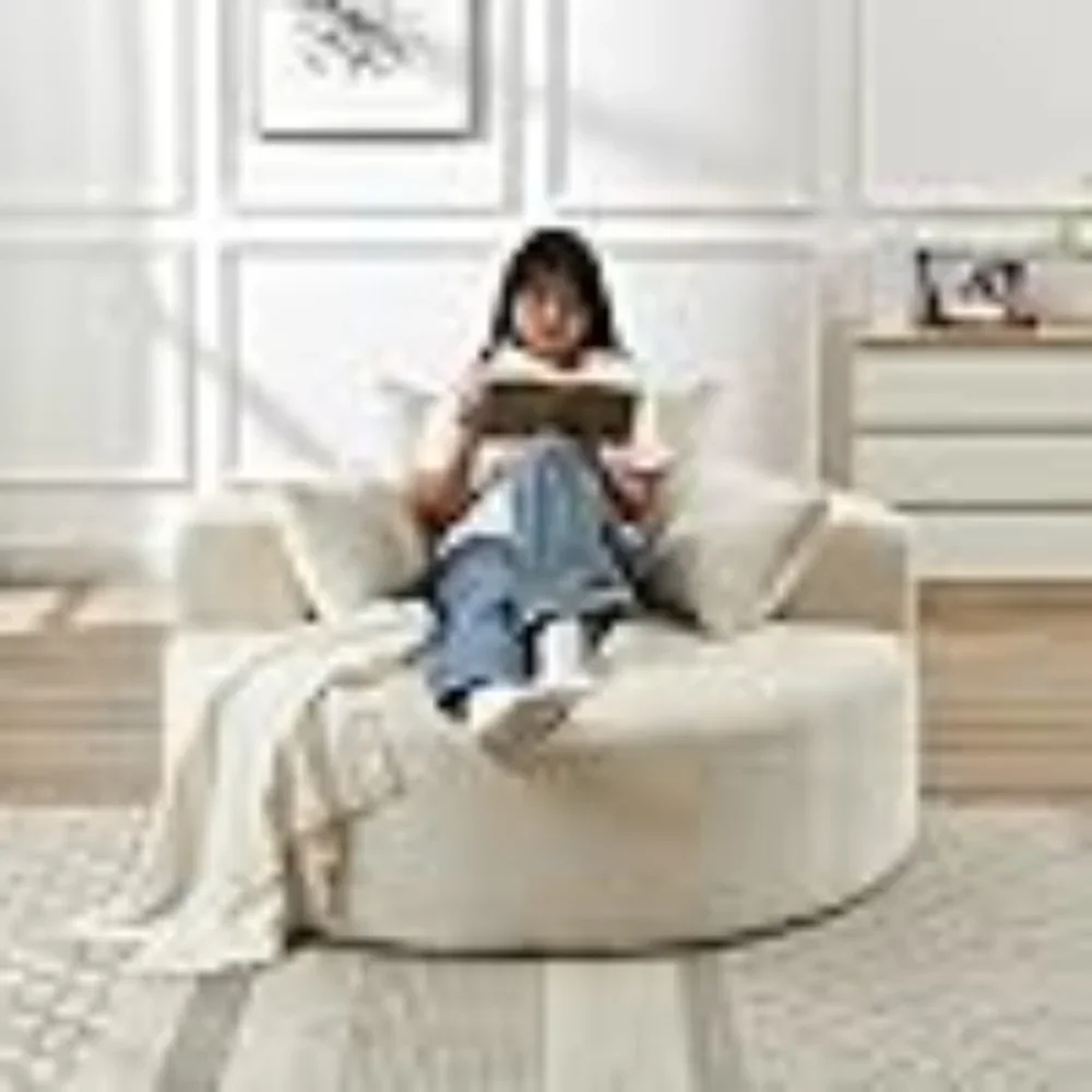 

Chenille Sponge single sofa, Oversized Round Chair, Fluffy Modern Sleeper Chair for Living room, Projection Room