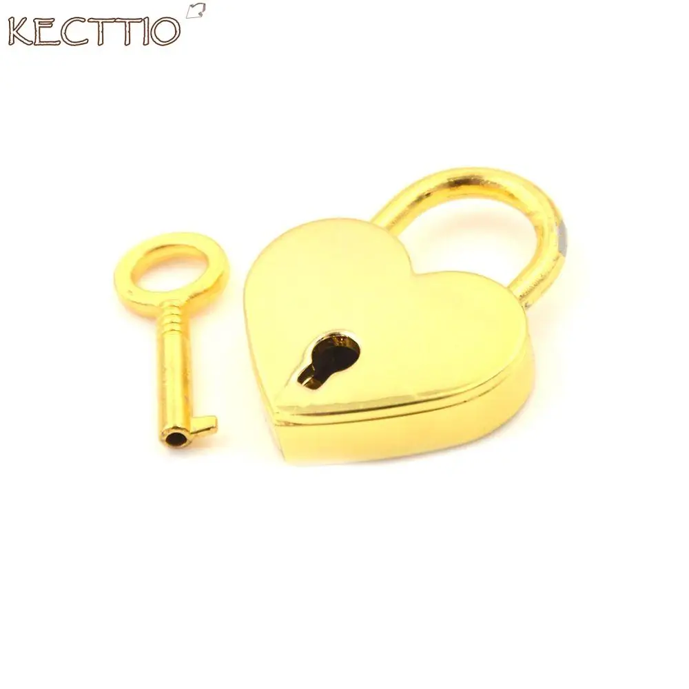 Heart Shape Vintage Metal Mini Padlock, Bag Suitcase, Luggage Box Key Lock with Key