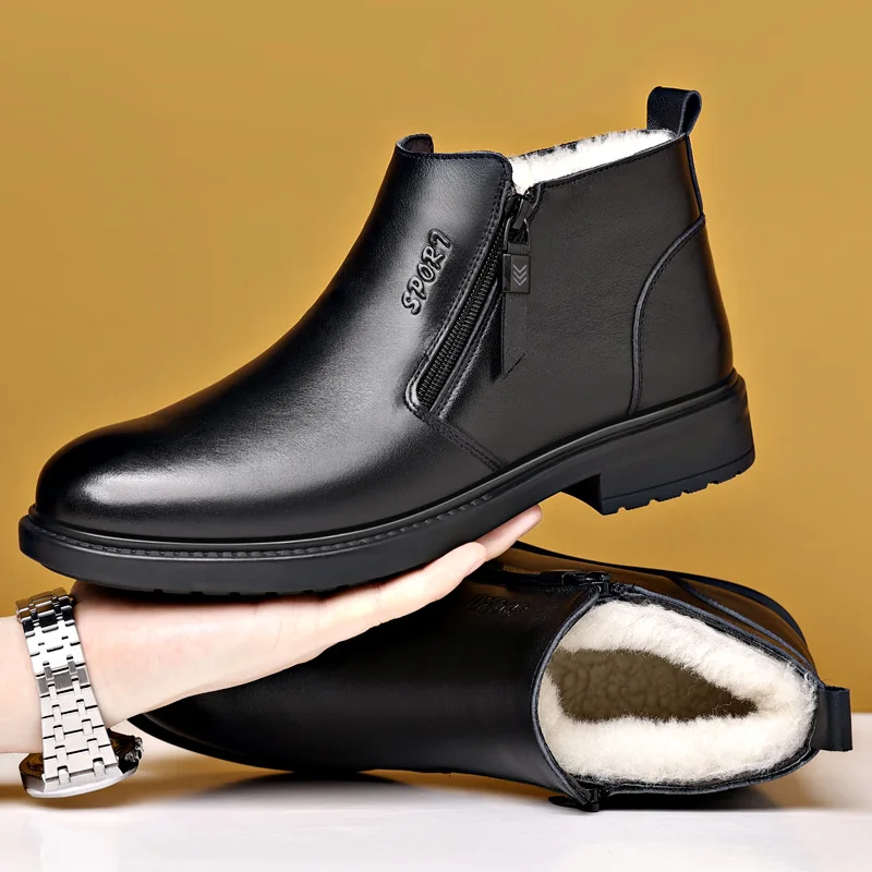 

Зимние ботинки, мужские ботинки, обувь для папы из натуральной кожи, кожаная обувь, мужские модельные ботинки, зимняя шерстяная обувь, мужские Zapatillas Hombre