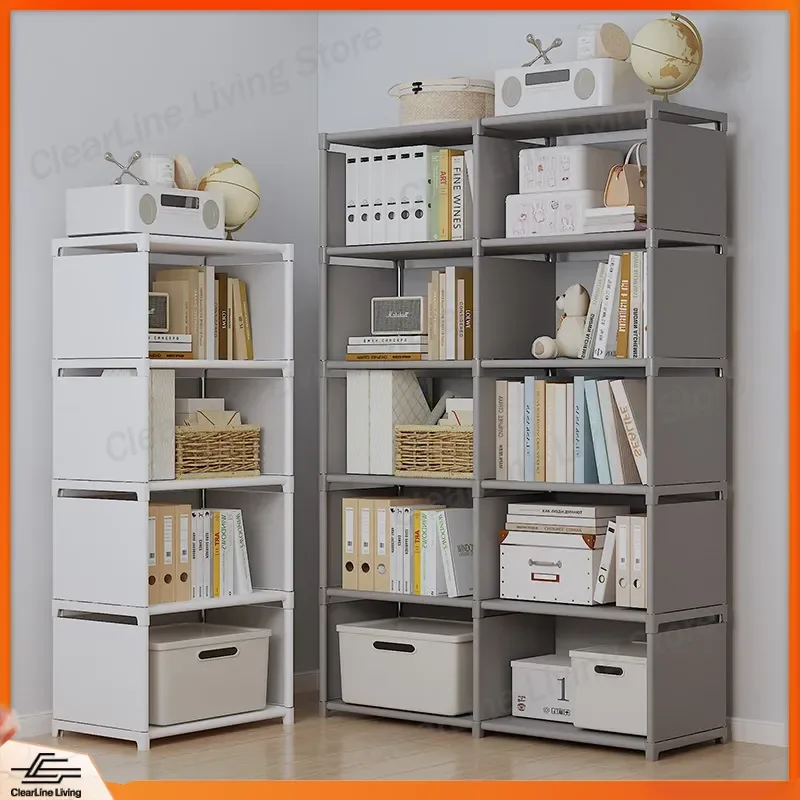 Simple Household Floor Bookshelf Multi Layer Storage Rack Economical Dust Proof Student Bookcase Floor Standing Shelf