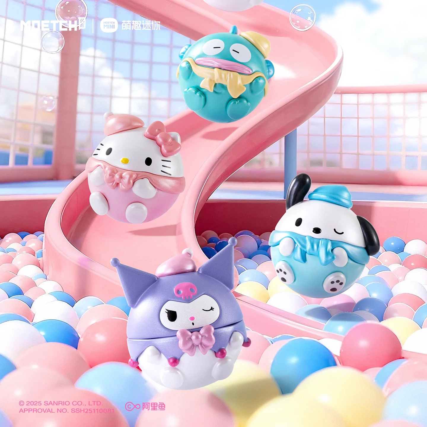 

Набор мини-фигурок Sanrio Round Mini Series: Куроми, Хелло Китти, Почакко, Помпомпурин. Декор для стола, подарок на день рождения для девочки.