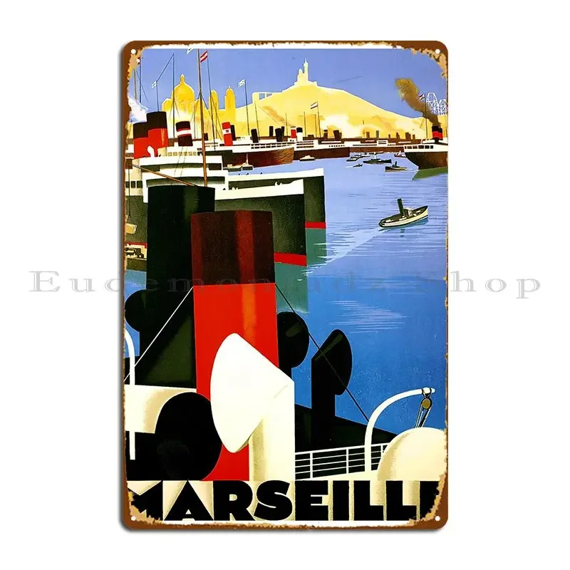 Порт Марсель, металлический знак, дизайн, настенный декор, печать бара, гараж, жестяная вывеска, плакат