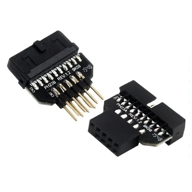 USB2.0 9pin إلى USB3.0 19pin اللوحة الأمامية المكونات في موصل اللوحة الأم للكمبيوتر USB 3.0 19/20pin إلى USB2.0 9pin محول محول