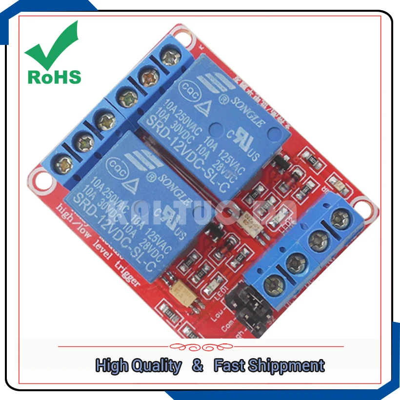 2 way /two channel relay module relay expansion board development board support high and low level trigger