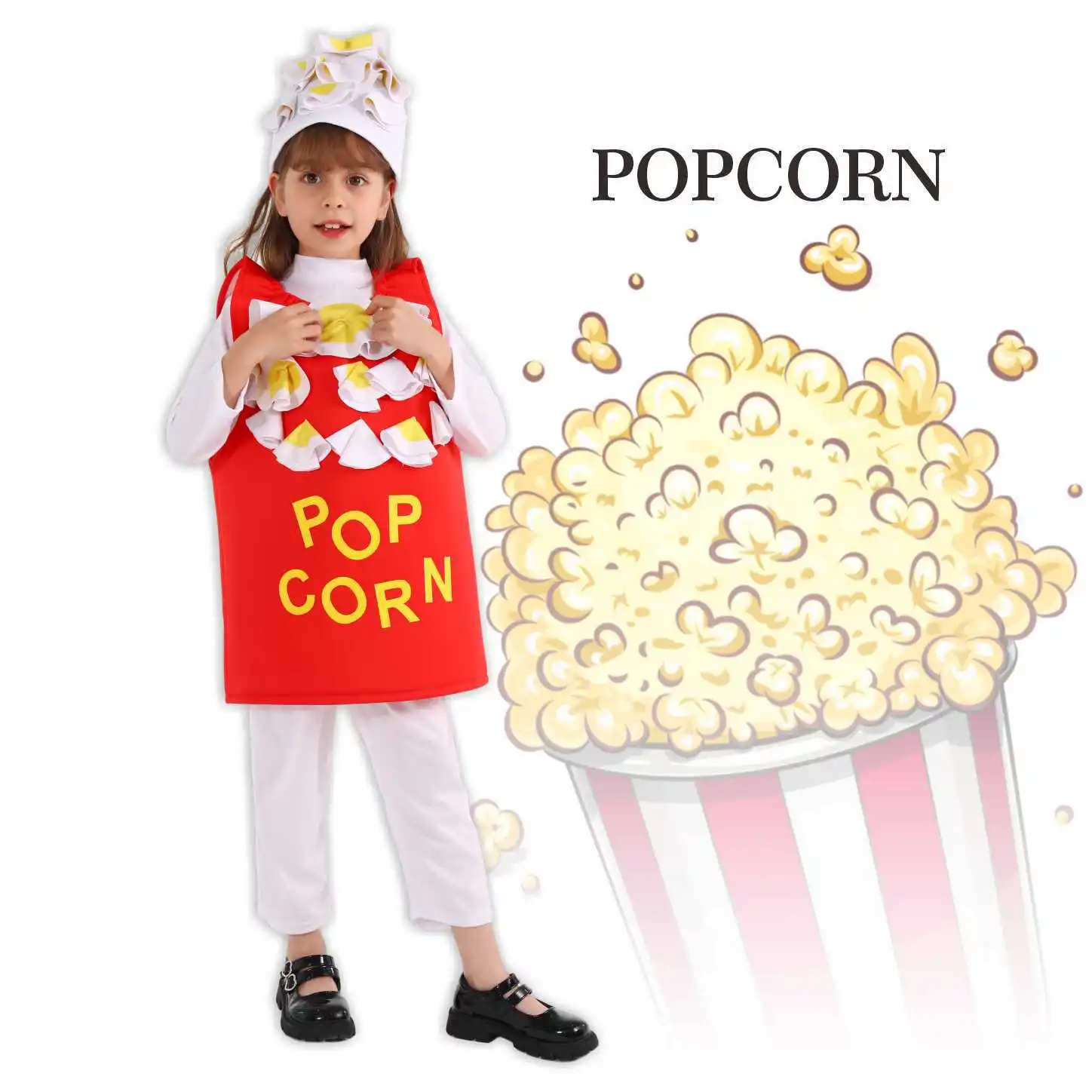 

【New Arrival】Halloween Children's Popcorn Food Costume Cosplay Dress-up Outfit For School Performance And Show