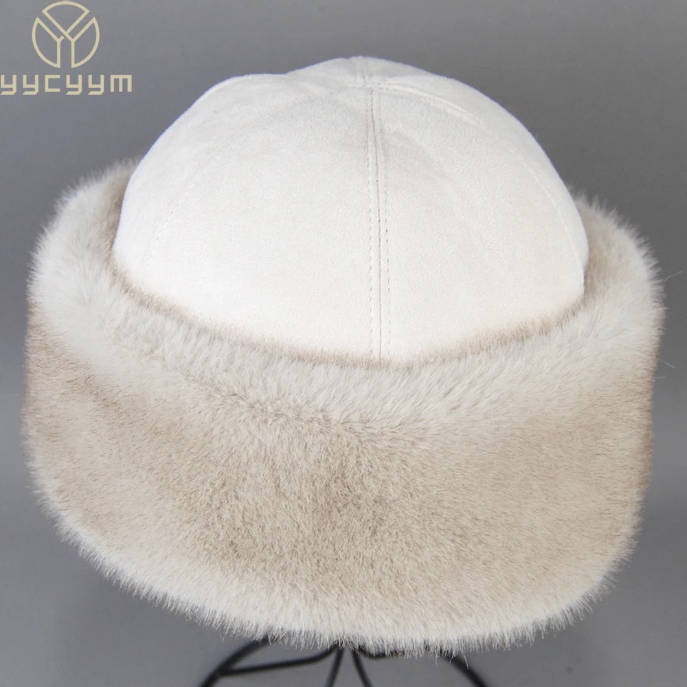 Hot Sale Faux Mink Fur Hat Winter Genuine Baseball Cap Russia Fashion Elegant Lady Warm Faux Fur Ball Straw Hat