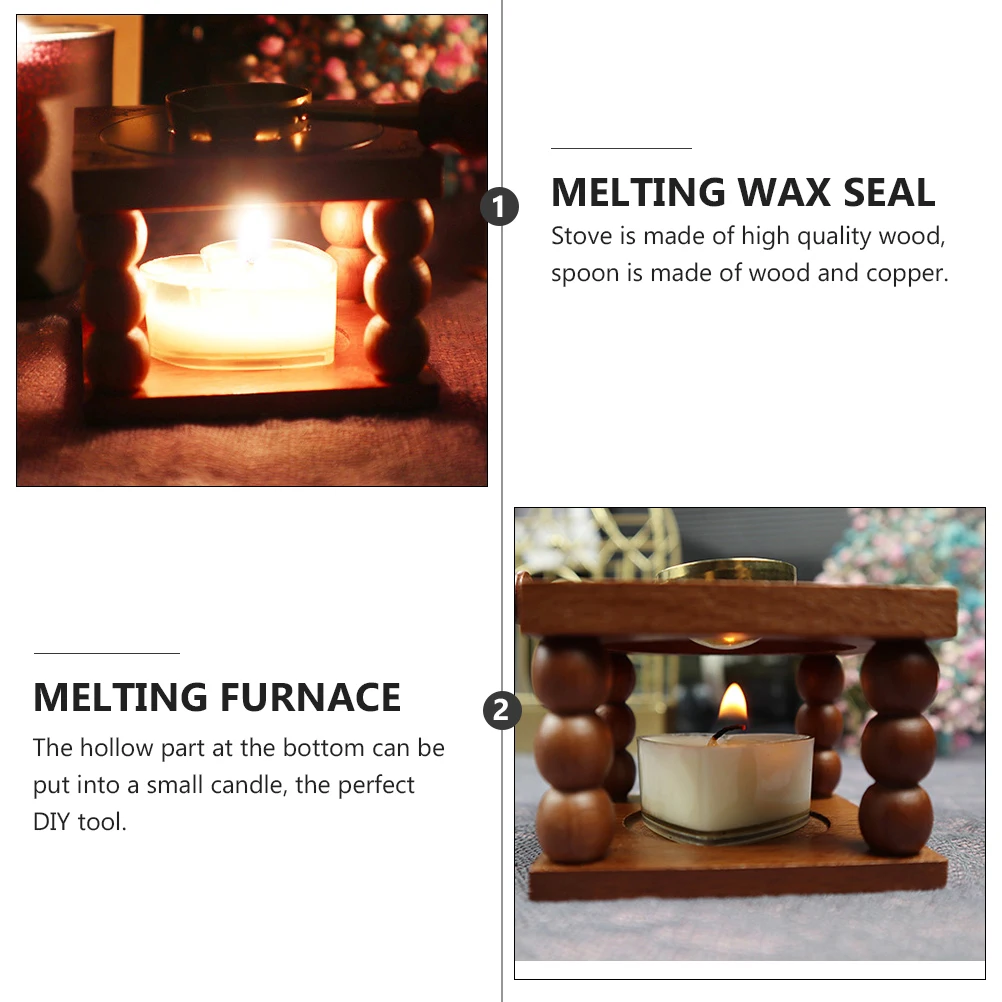 

1 set 1 Set Fire Lacquer Stove Wooden Wax Melting Furnace Copper Spoon Diy Tool For Melting Stove Spoon Wedding Sealing Decor