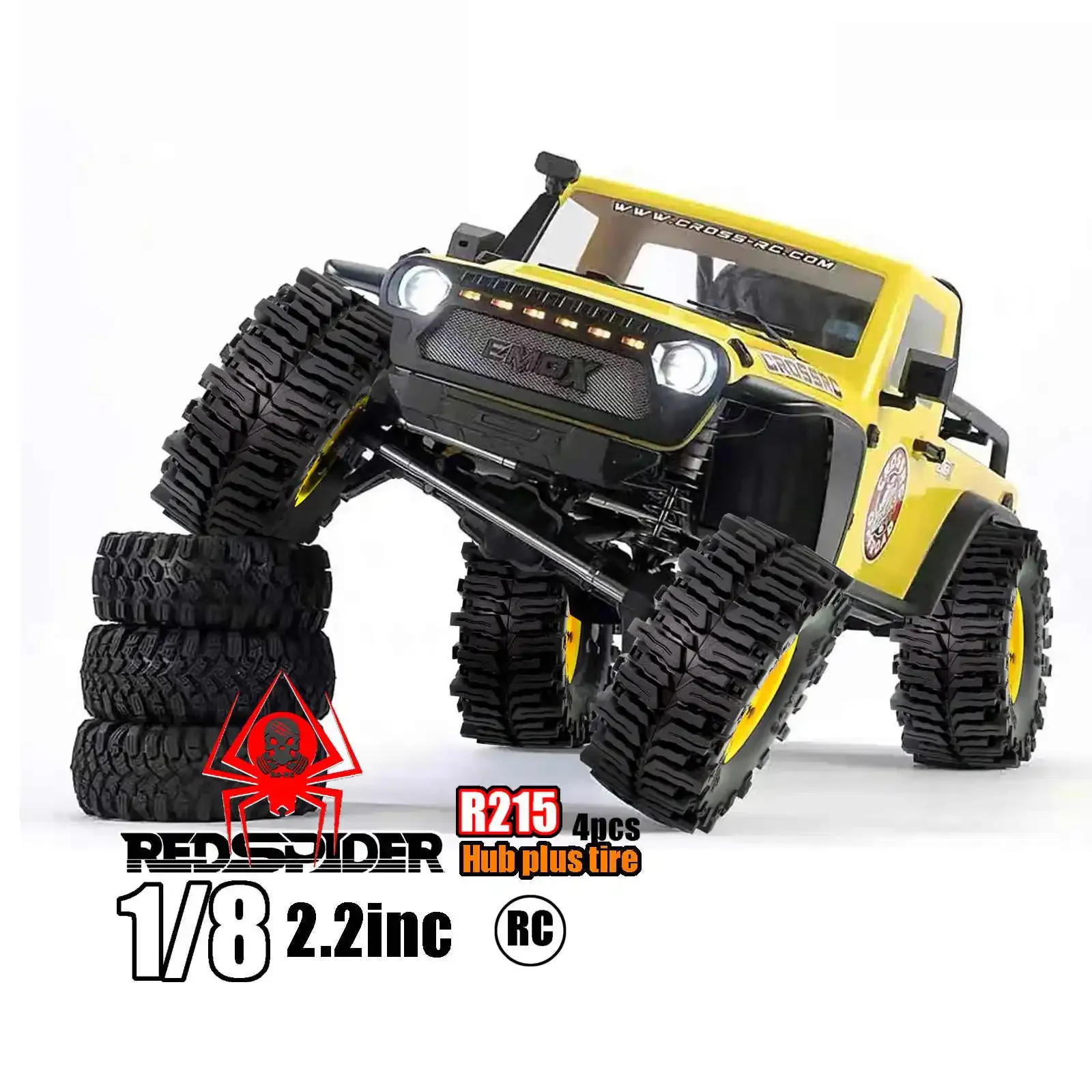 RS 부품 허브 플러스 타이어 R215 130*55mm 2.2in 12mm 어댑터 4PCS 1/8 CROSSRC YK MST H8H 등산 자동차 액세서리