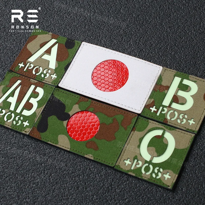 日本国旗と血液型のPOS+パッチ、レーザーカット反射パッチ、タクティカルギア装備用、色とサイズのカスタマイズ可能