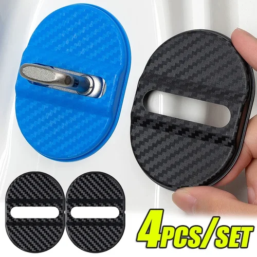 Cerradura de puerta de coche, funda protectora antioxidante, decoración de patrón de fibra de carbono, accesorios de cubierta protectora