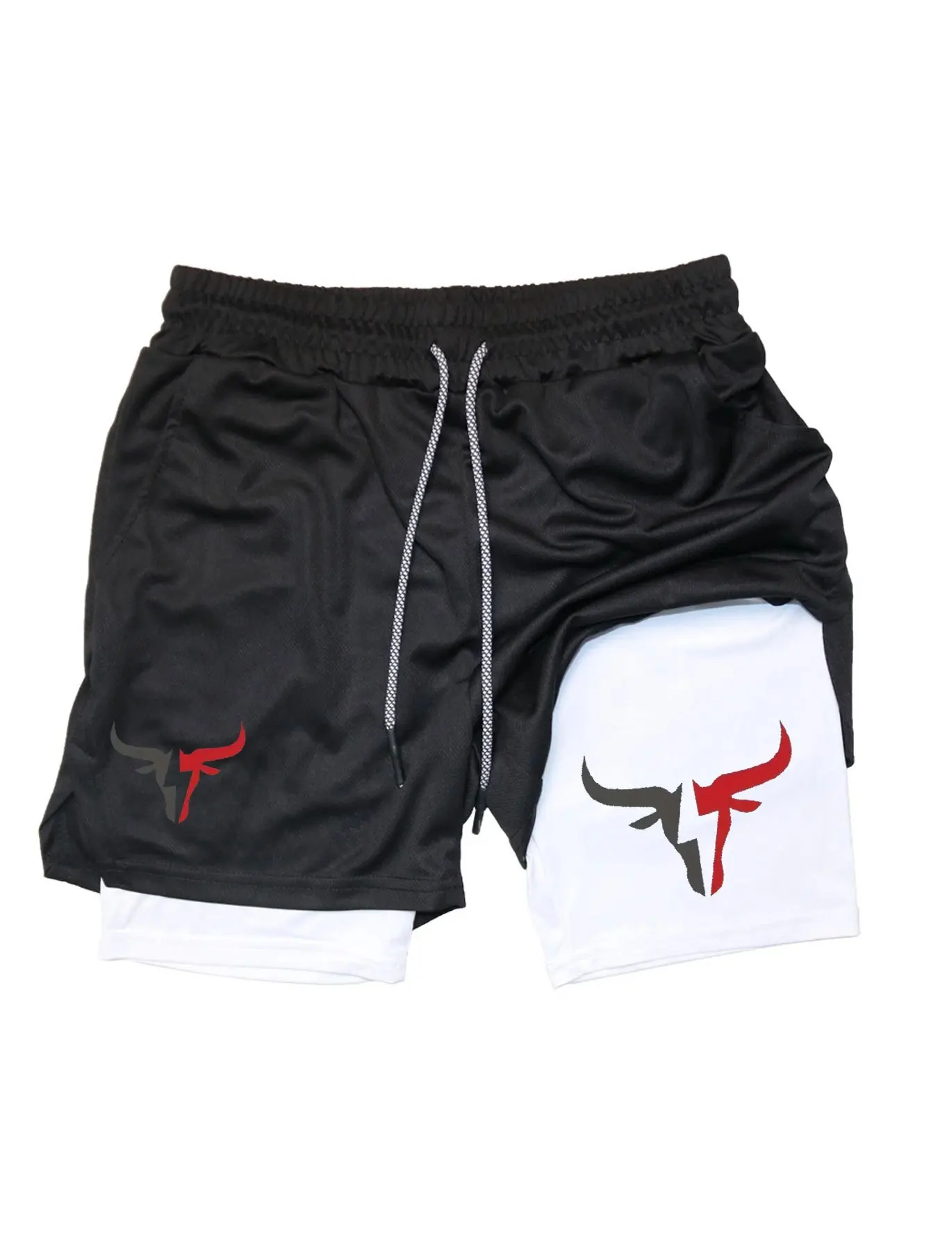 

Men's Double-Layer Gym Running Shorts with Quick-Dry Breathable High Elasticity Drawstring Waist Athletic Shorts