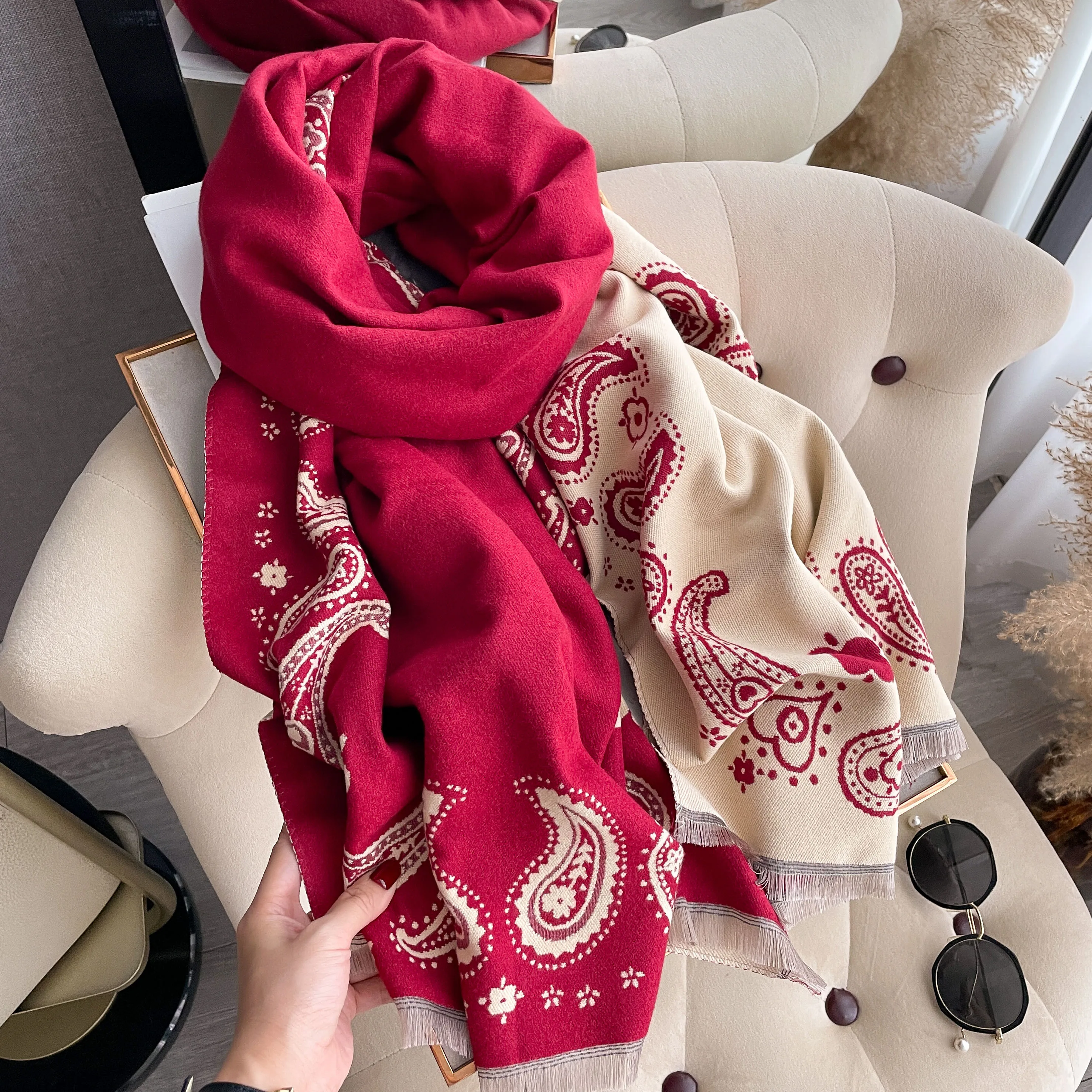 New Paisley Print Cashmere Scarf Women Thick Winter Warm Luxury Shawl Wraps Bufanda Female Pashmina Blanket Travel Poncho Stoles