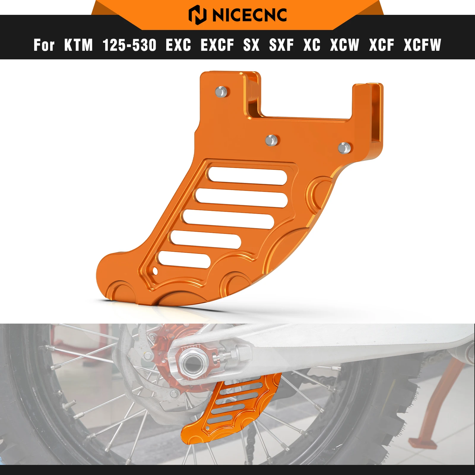 NICECNC For 2004-2022 KTM EXC 300 Rear Brake Disc Guard EXC-F 350 EXC 200 250 SX 125 SXF 450 500 530 XC XCF XCW XCFW TPI 6 Days