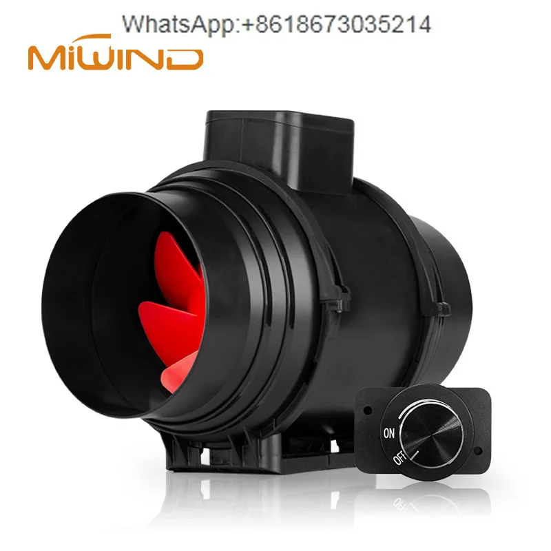 

AC100-240V diagonal flow duct fan 150 strong wind exhaust fan temperature and humidity control knob EC speed regulation