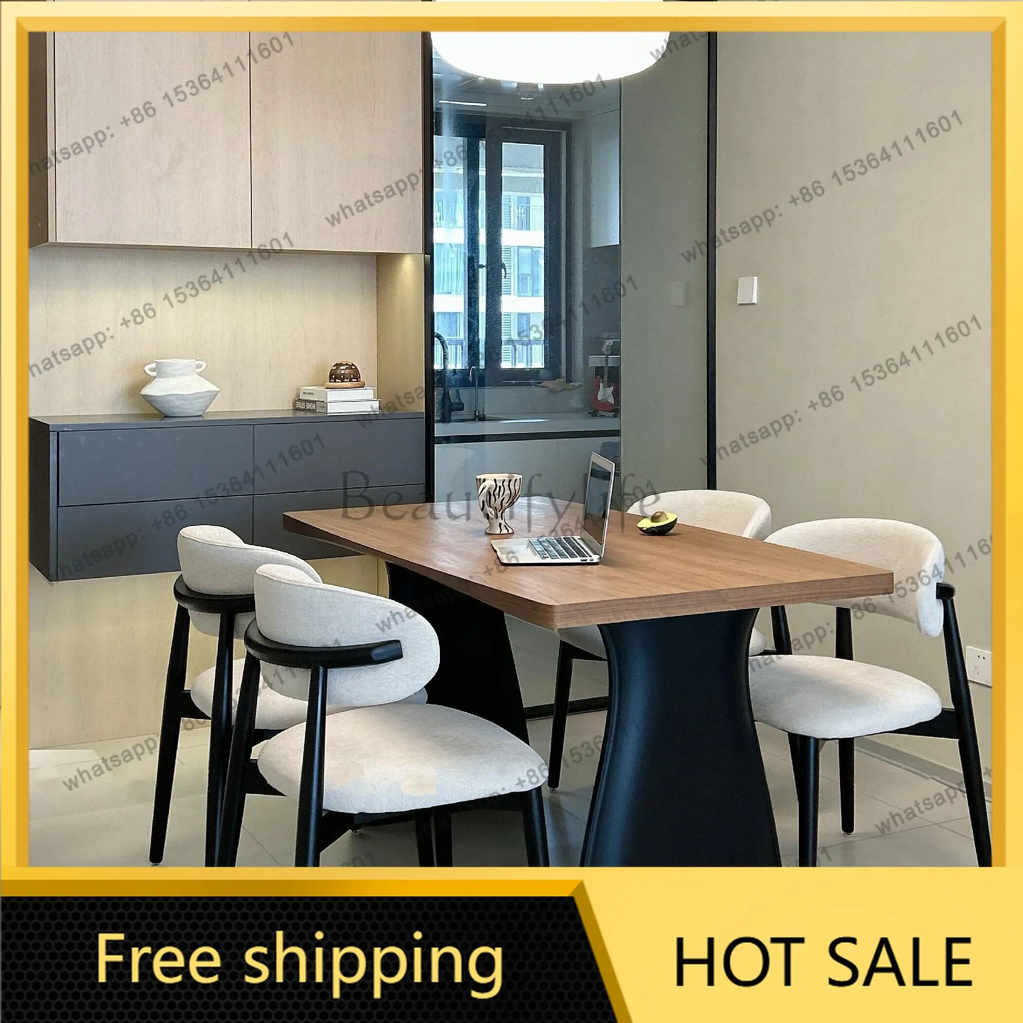 XX. Nordic medieval log dining table household solid wood retro large board table