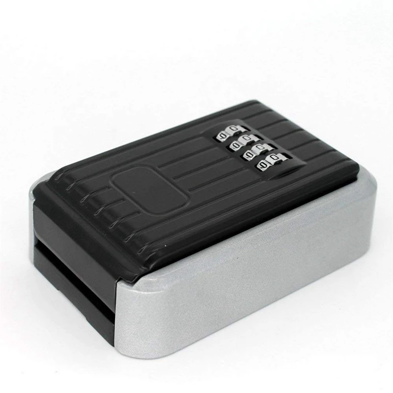 Lock Box 4 Digit Combination Waterproof Box Aluminum Alloy Weather Resistant Key Hider With Resettable Code Key Storage Wall Mou