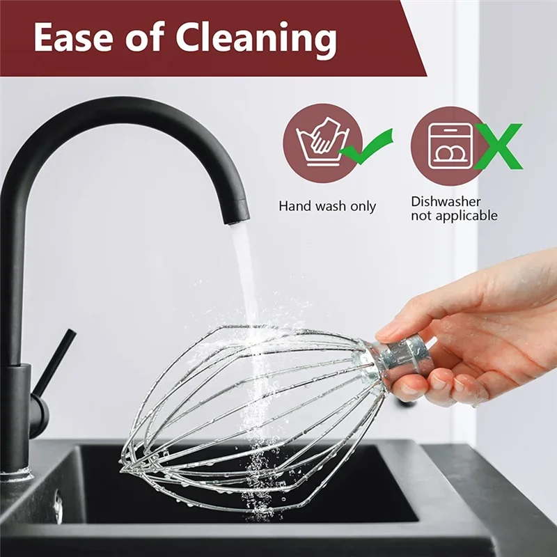 KN256WW 6QT ไข่ครีมลวดเหล็กแส้สแตนเลส KitchenAid เครื่องผสมแนวตั้งอุปกรณ์เสริม