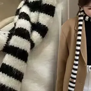 

Осенне-зимний полосатый стиль, высококачественный универсальный теплый шарф, корейский стиль, атмосфера, защита шеи, узкий шарф