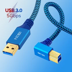 AIXXCO 90 degree USB B to USB A Printer Cable USB 3.0 Male to Male Scanner Cord High Speed Printer Cord