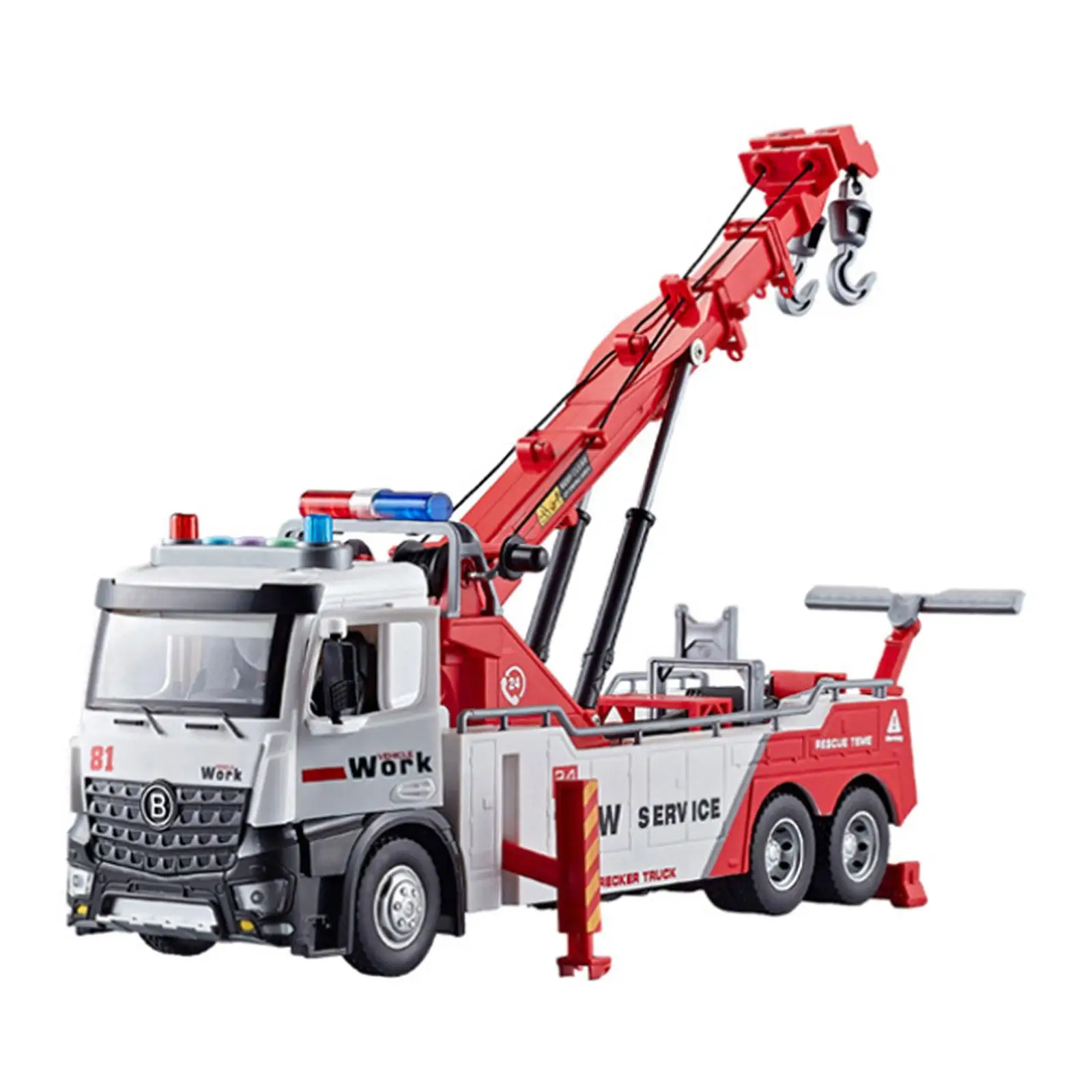 

1: 24 Scale Crane Truck Toy Holiday Gift Simulation Miniature Engineering Vehicle Realistic for Kids Boys Girls Tow Truck Model