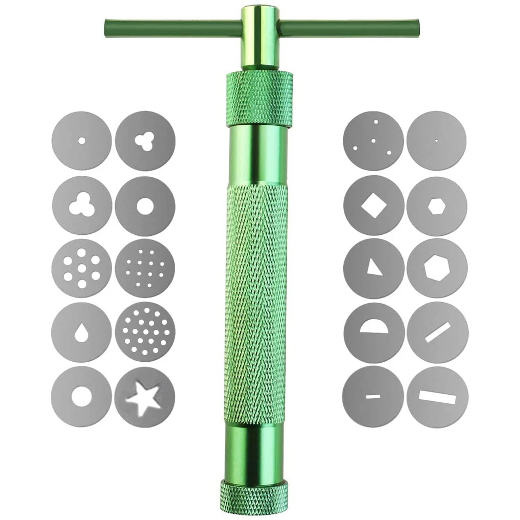 Clay Gun Extruder with 20 Unique Disc for Pottery Ceramic Craft Polymer Sculpture Modeling Fondant Cake