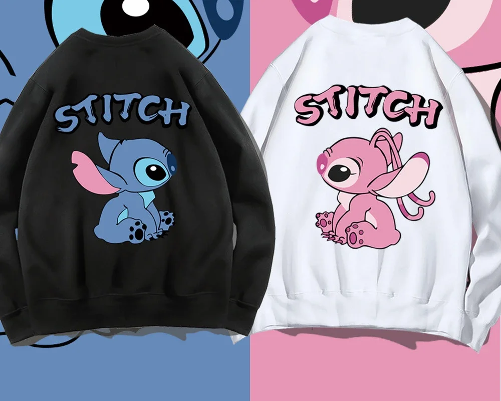 Stitch Round Neck Pullover Sweatshirt Disney Men and Women Japanese Animation Loose Couple Clothing