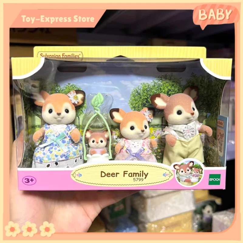 عائلات سيلفانيان كاليكو كريترز بنات ألعاب أطفال مصغرة شخصيات كرتونية دمية على شكل حيوان لعب الأطفال هدية عيد ميلاد عائلة الغزلان #1