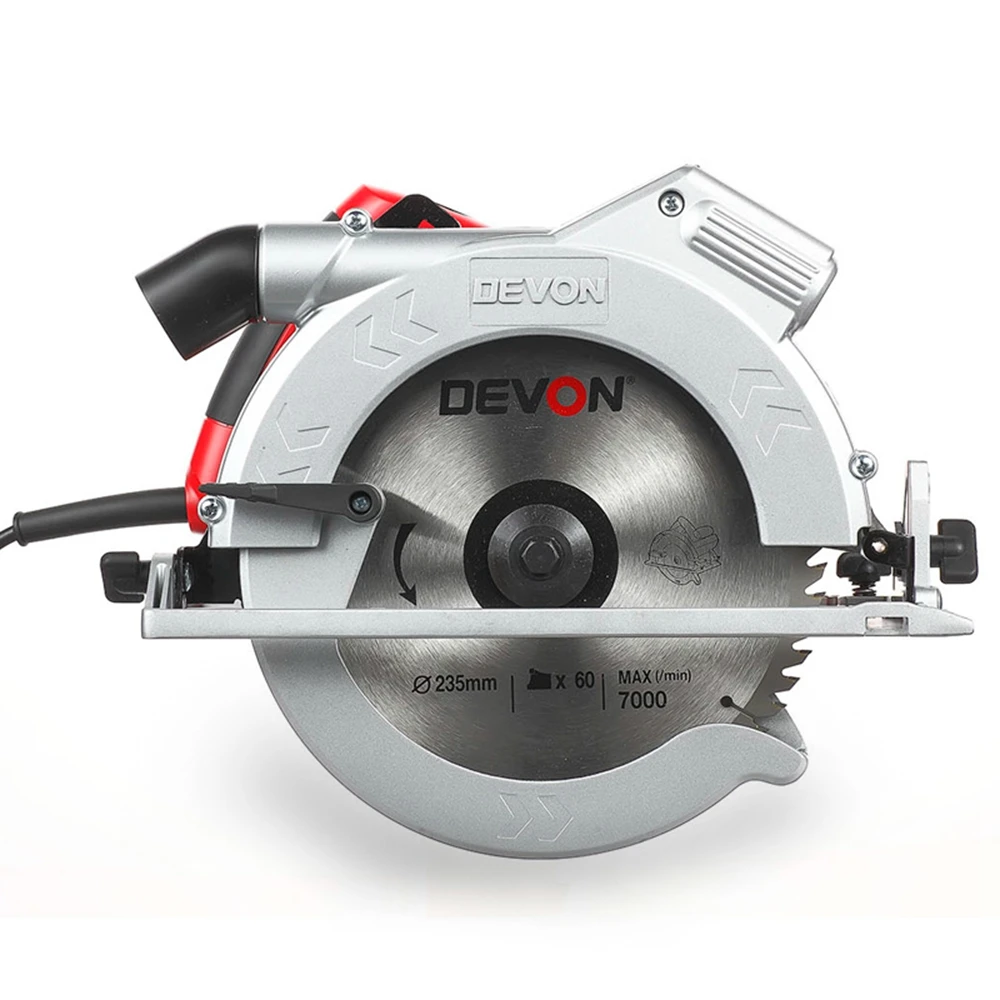 DEVON 235mm Aluminum Base Plate Cutting Indicator Electric Motor Power Circular Saw Machine